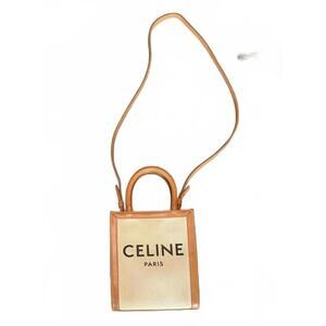 Celine Mini Cabas Canvas and Leather Crossbody and Handbag (0743)
